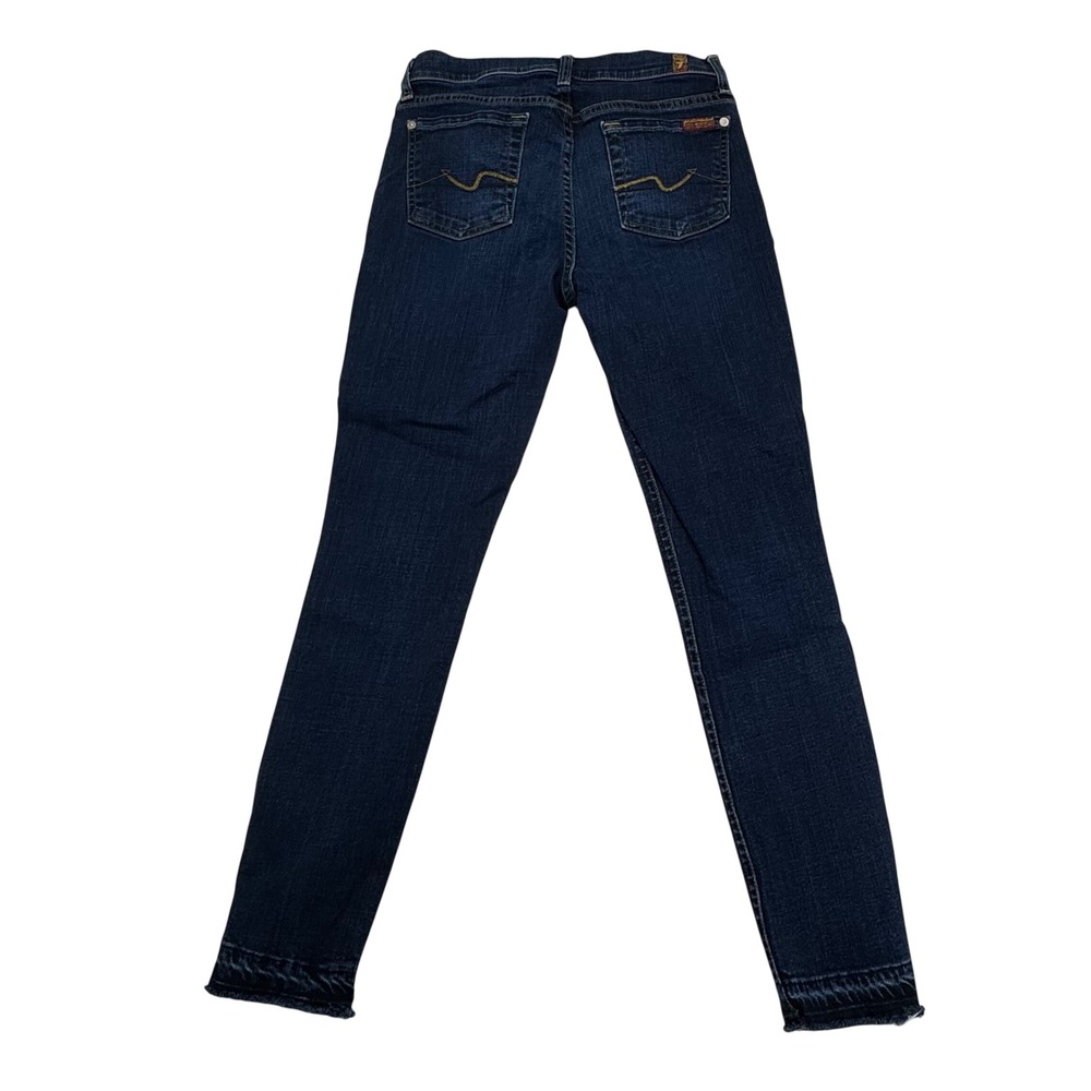 7 For All Mankind The Skinny Jeans Dark Wash Released Raw Hem Size 27
